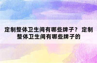 定制整体卫生间有哪些牌子？ 定制整体卫生间有哪些牌子的